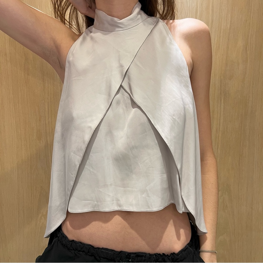 Silver halter neck top